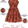 14 Women's Rust Paisley Floral Sleeveless Fit & Flare Mini Dress | Tiered Summer Casual Dress