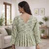 2 Women's Sage Green Paisley Printed Peplum Top