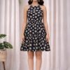22 Women's Black Daisy Floral Sleeveless Fit & Flare Mini Dress | Summer Casual Tiered Skater Dress