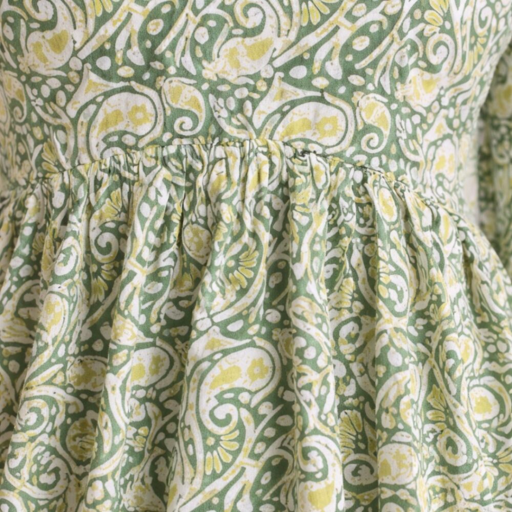 Women's Sage Green Paisley Printed Peplum Top