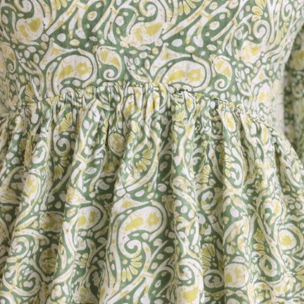 3 Women's Sage Green Paisley Printed Peplum Top