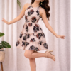 4 Women's Beige Floral Sleeveless Fit & Flare Mini Dress | Casual Summer Tiered Skater Dress