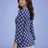 Women's Blue Printed Tunic Top | Square Neck Bell Sleeve Casual Top