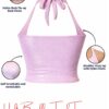 499 Women's Shimmer Lavender Halter Neck Backless Crop Top