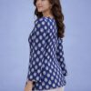 Women's Blue Floral Print Peplum Top | Square Neck Top