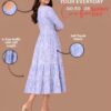 Women's Blue Printed V-Neck A-Line Maxi Dress | Casual Summer Dress