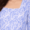 Women's Sky Blue Printed Tunic Top | Square Neck Casual Top