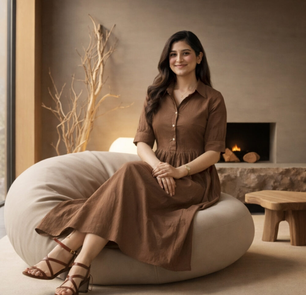 WearOne Brown Cotton Midi Dress for Women WearOne Cotton Midi Dress for Women in Brown Color