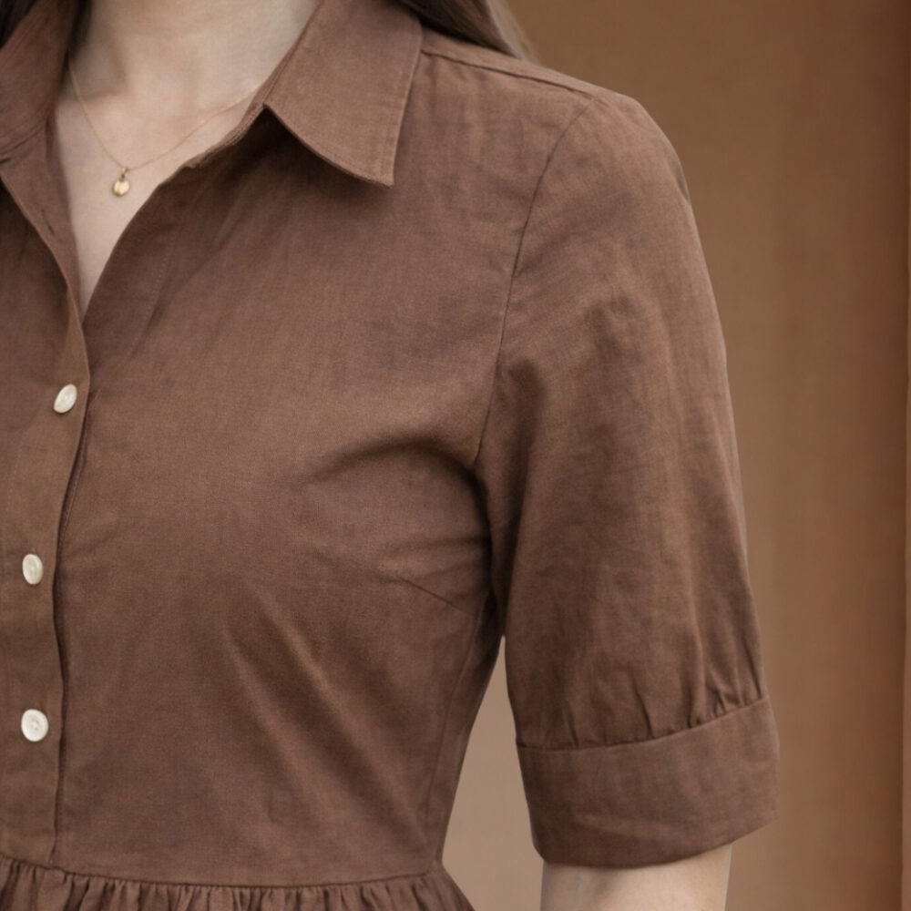 WearOne Brown Cotton Midi Dress for Women WearOne Cotton Midi Dress for Women in Brown Color
