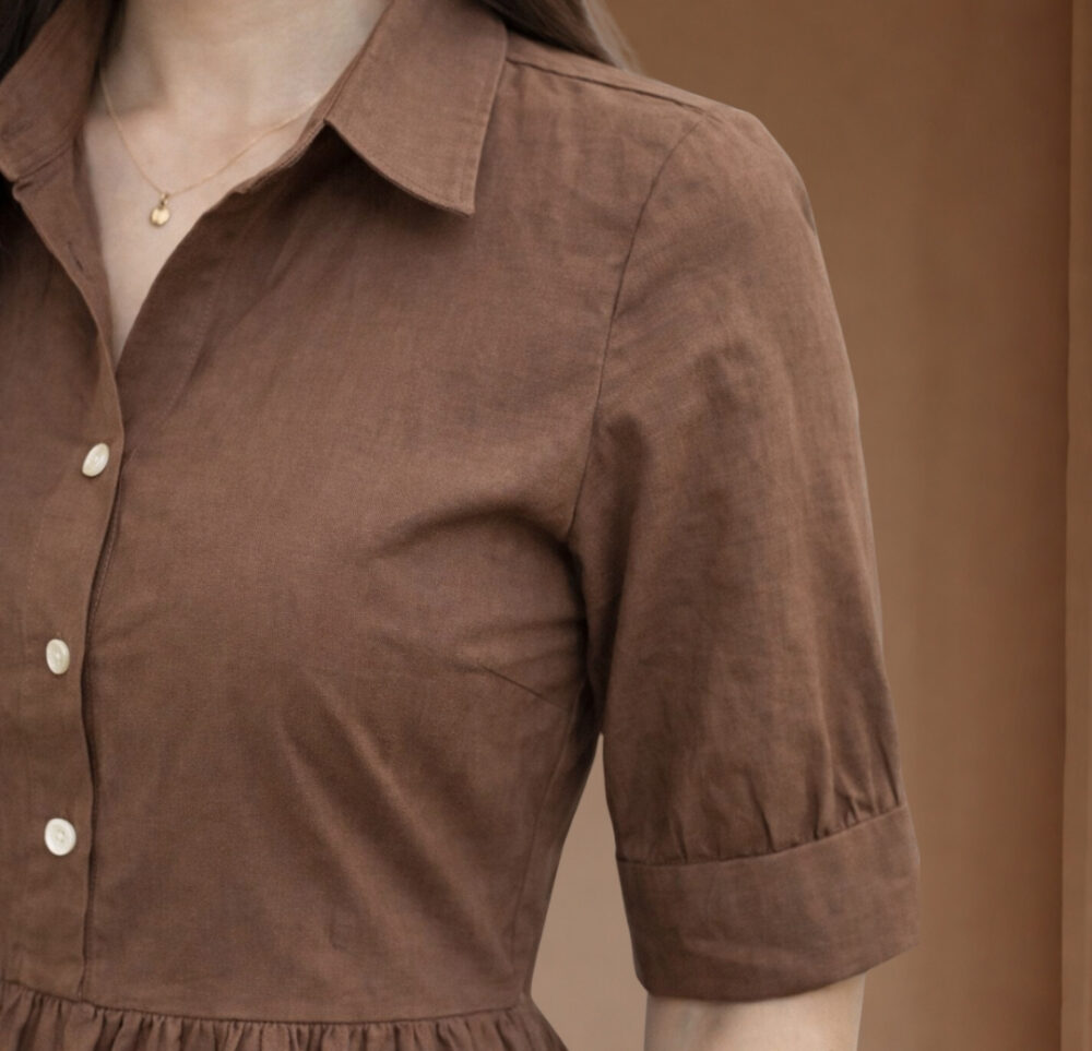 WearOne Brown Cotton Midi Dress for Women WearOne Cotton Midi Dress for Women in Brown Color