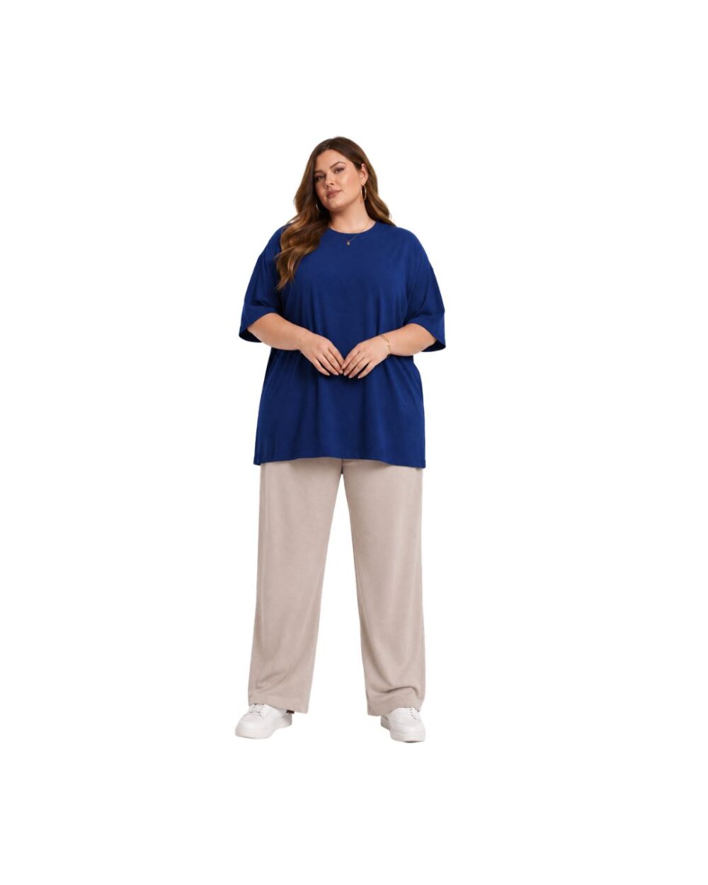 WearOne Blue Oversized Cotton T-Shirt for Women WearOne Women's Oversized Cotton T-Shirt in Blue