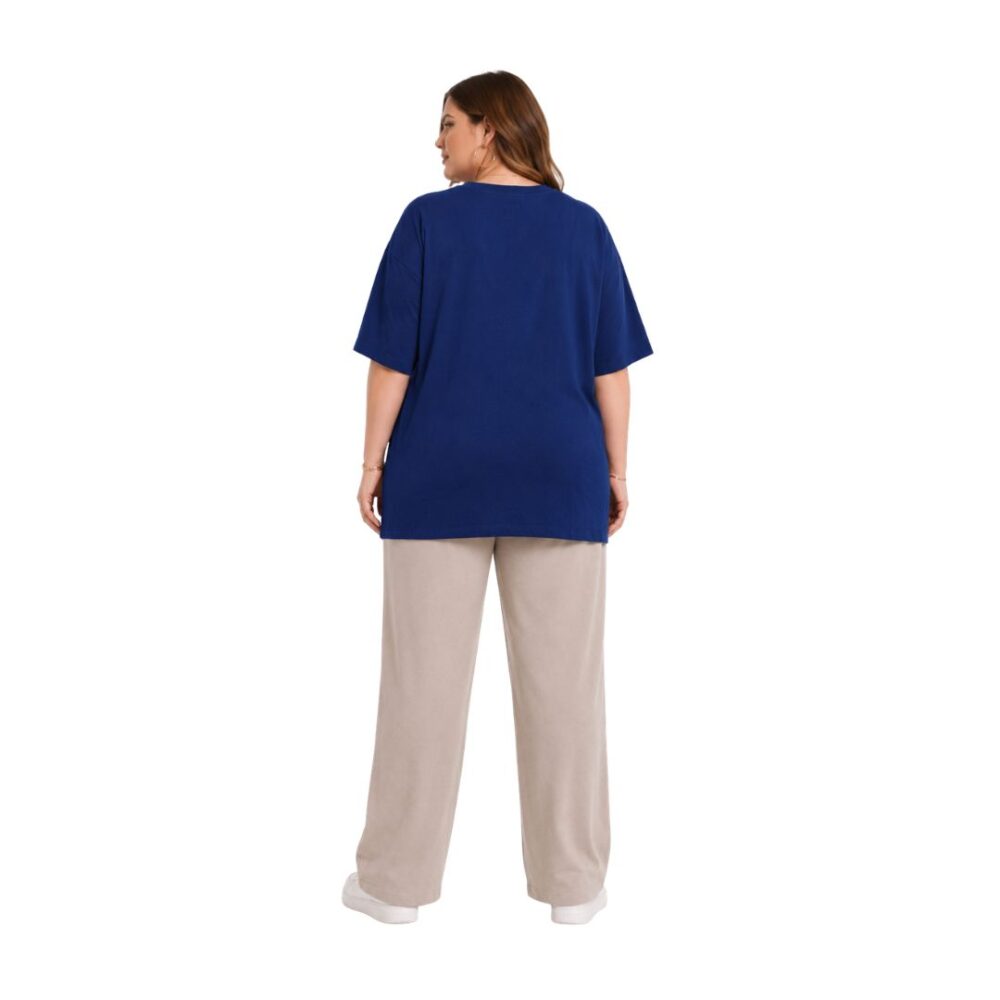 WearOne Blue Oversized Cotton T-Shirt for Women WearOne Women's Oversized Cotton T-Shirt in Blue