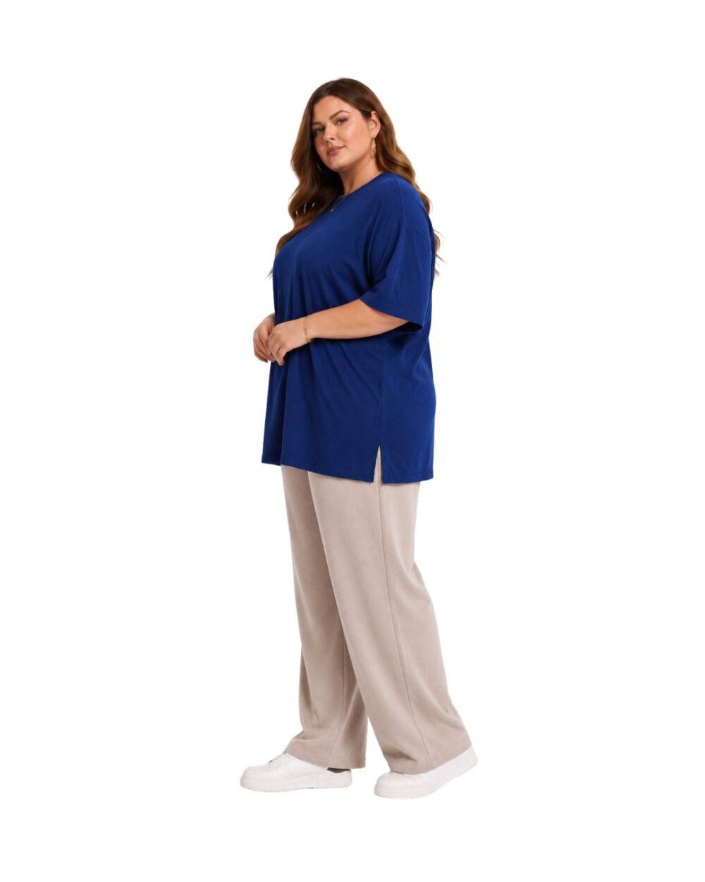 WearOne Blue Oversized Cotton T-Shirt for Women WearOne Women's Oversized Cotton T-Shirt in Blue