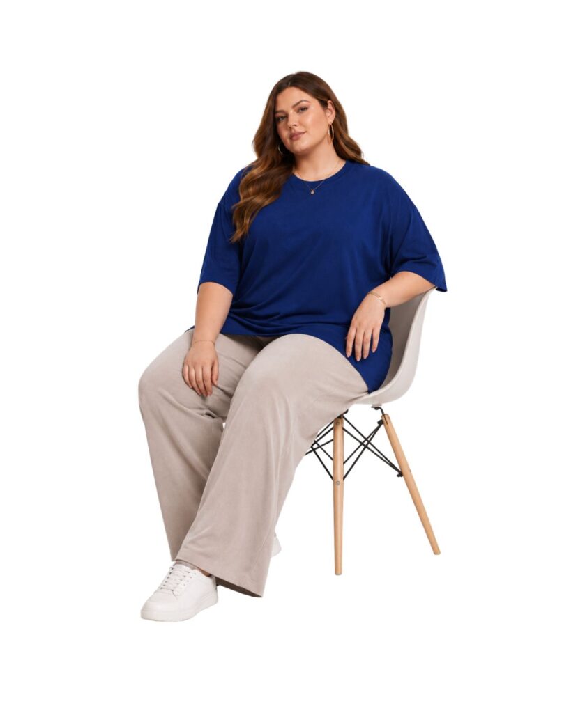 WearOne Women's Oversized Cotton T-Shirt in Blue