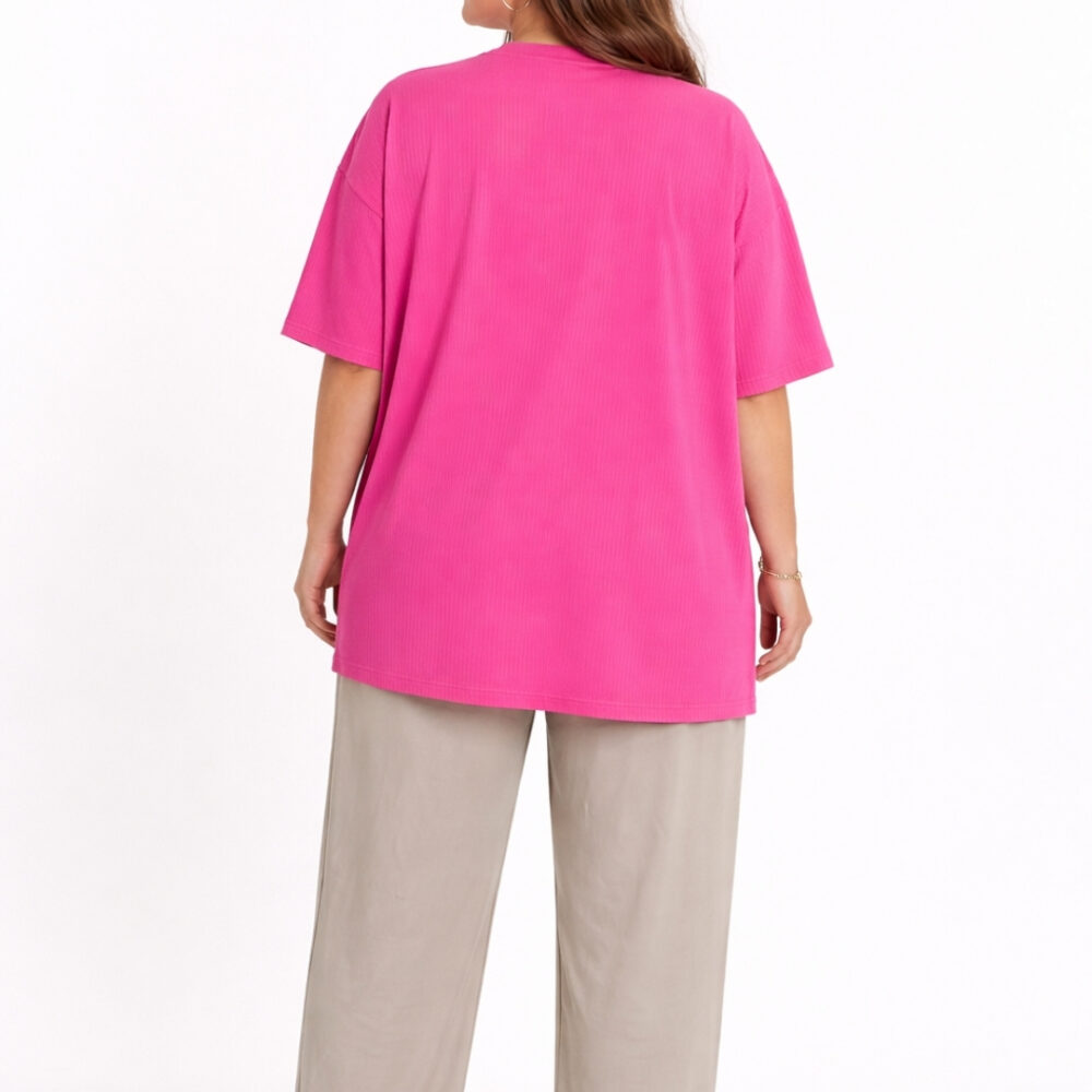 WearOne Pink Oversized Cotton T-Shirt for Women WearOne Women's Oversized Cotton T-Shirt in Pink