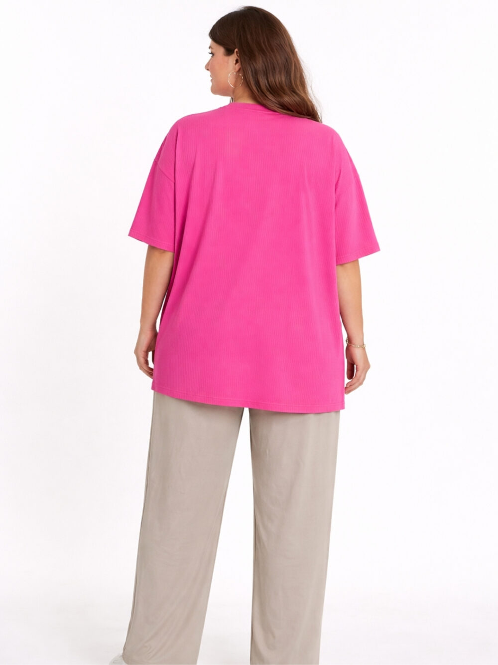 WearOne Pink Oversized Cotton T-Shirt for Women WearOne Women's Oversized Cotton T-Shirt in Pink