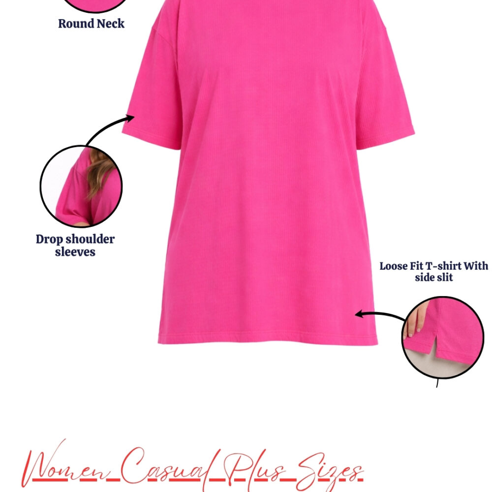 WearOne Pink Oversized Cotton T-Shirt for Women WearOne Women's Oversized Cotton T-Shirt in Pink